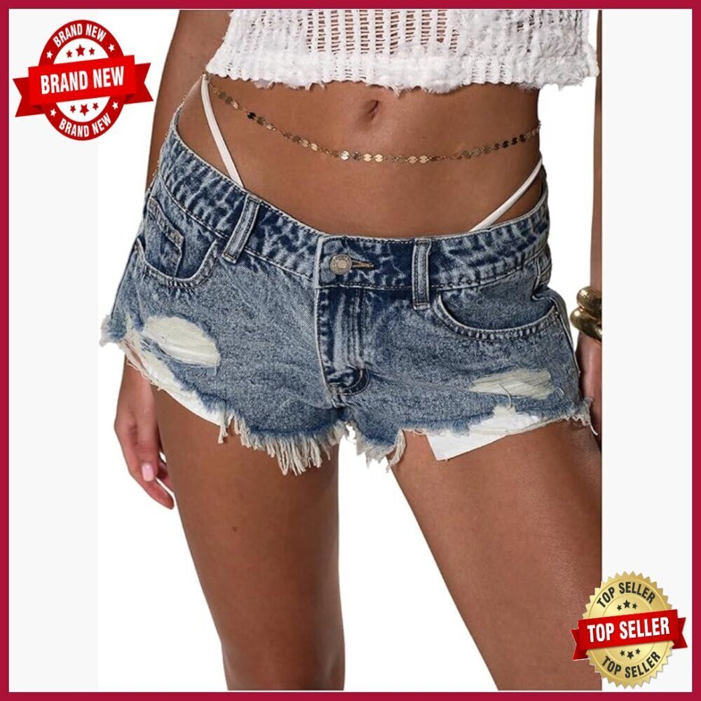 Women's Denim Jean Shorts High Waisted Ripped Distressed Micro Shorts